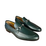Gucci Green Leather Jordaan Horsebit Loafers