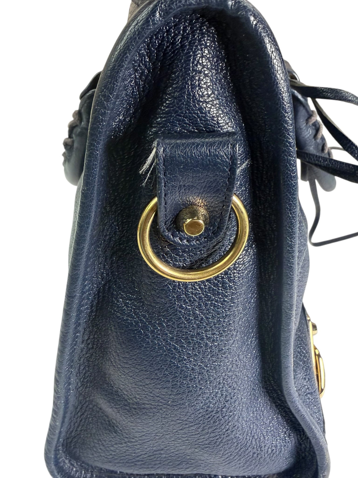 Balenciaga Navy Leather Velo Moto Two-Way Bag