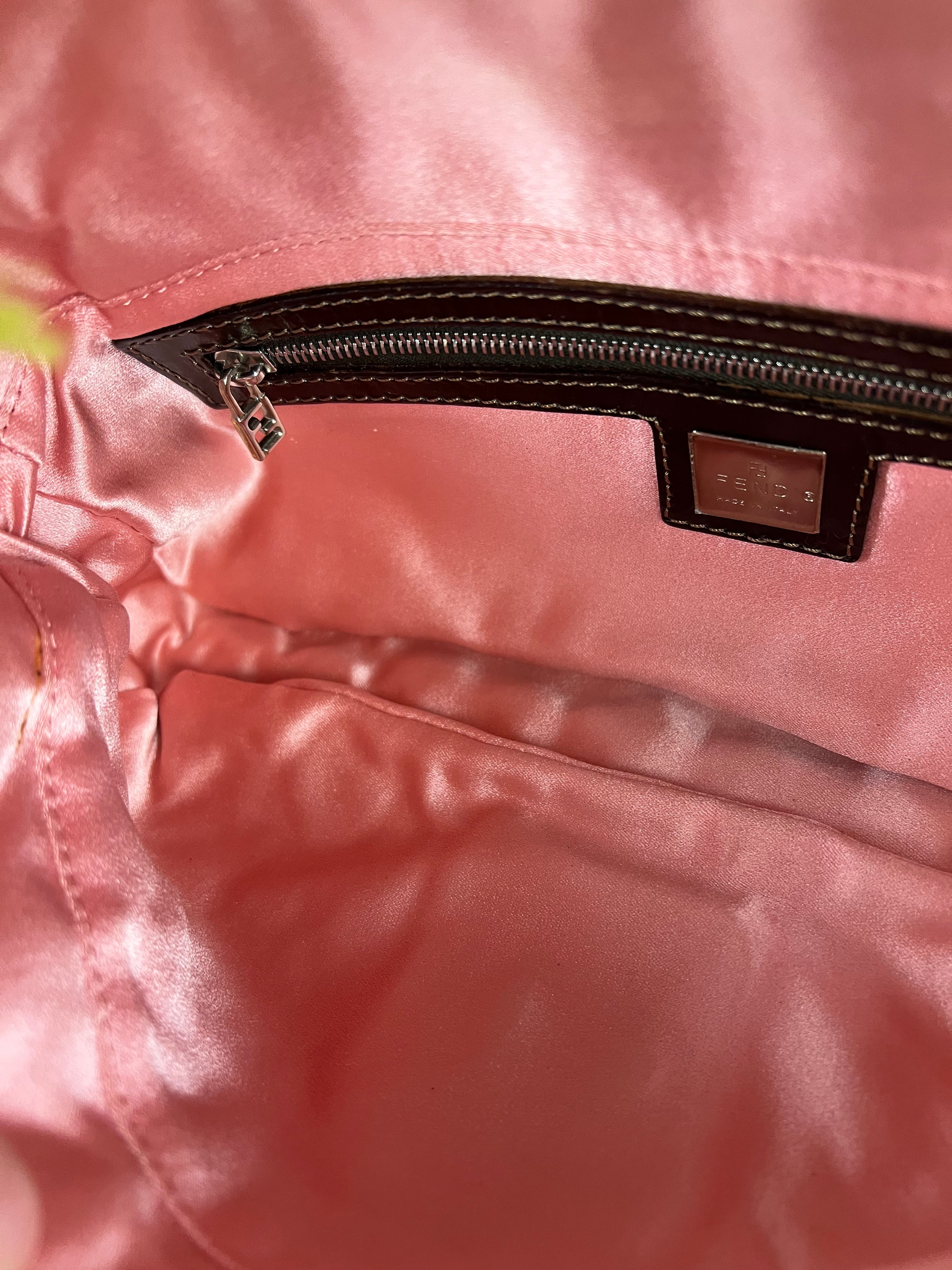 Fendi Canvas Baguette Dark Brown Beaded