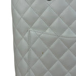 Chanel Vintage White Quilted CC Snake Cambon Ligne Tote 2004
