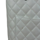 Chanel Vintage White Quilted CC Snake Cambon Ligne Tote 2004