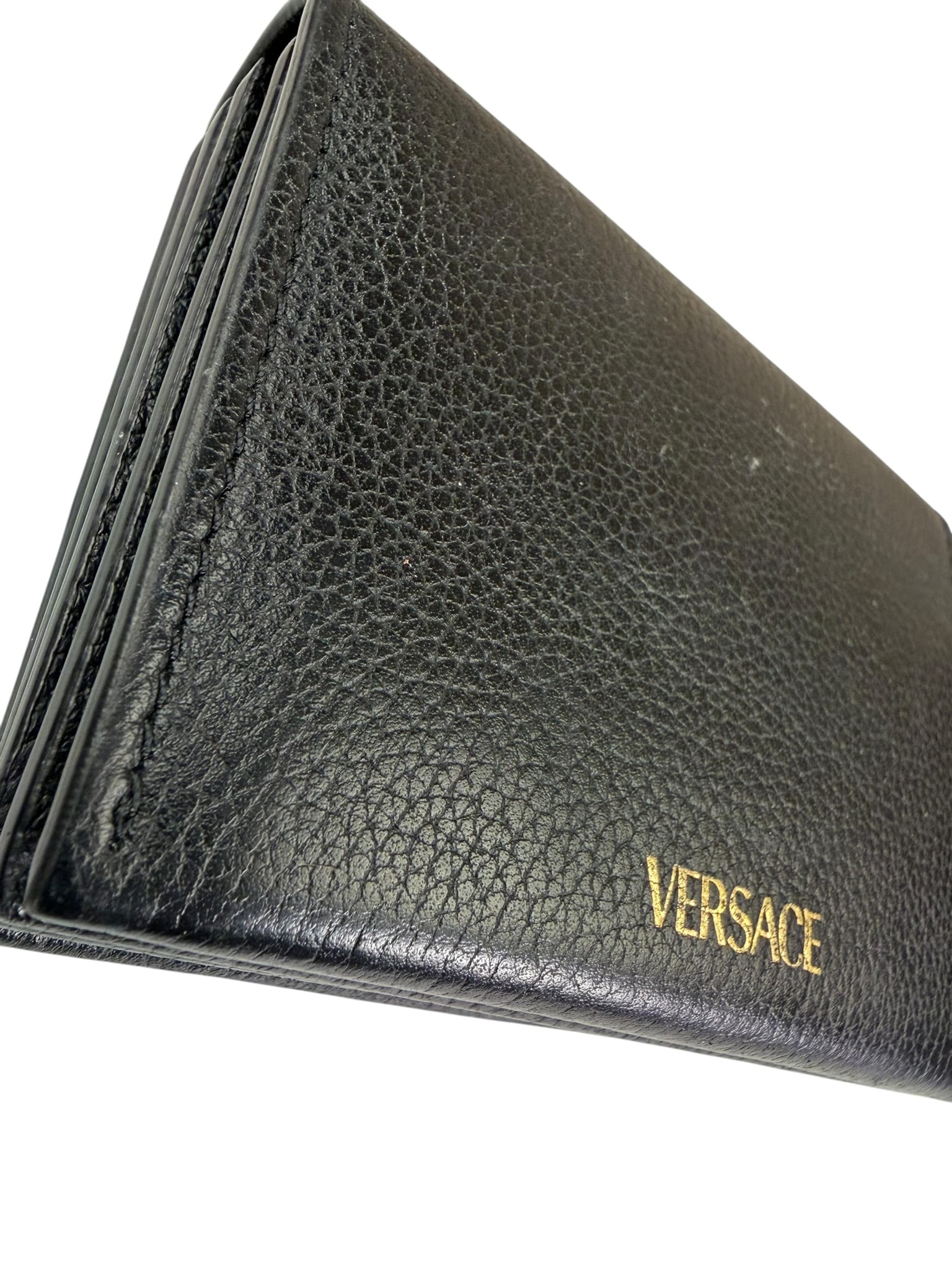 Versace Black Calfskin La Medusa Flap Card Holder
