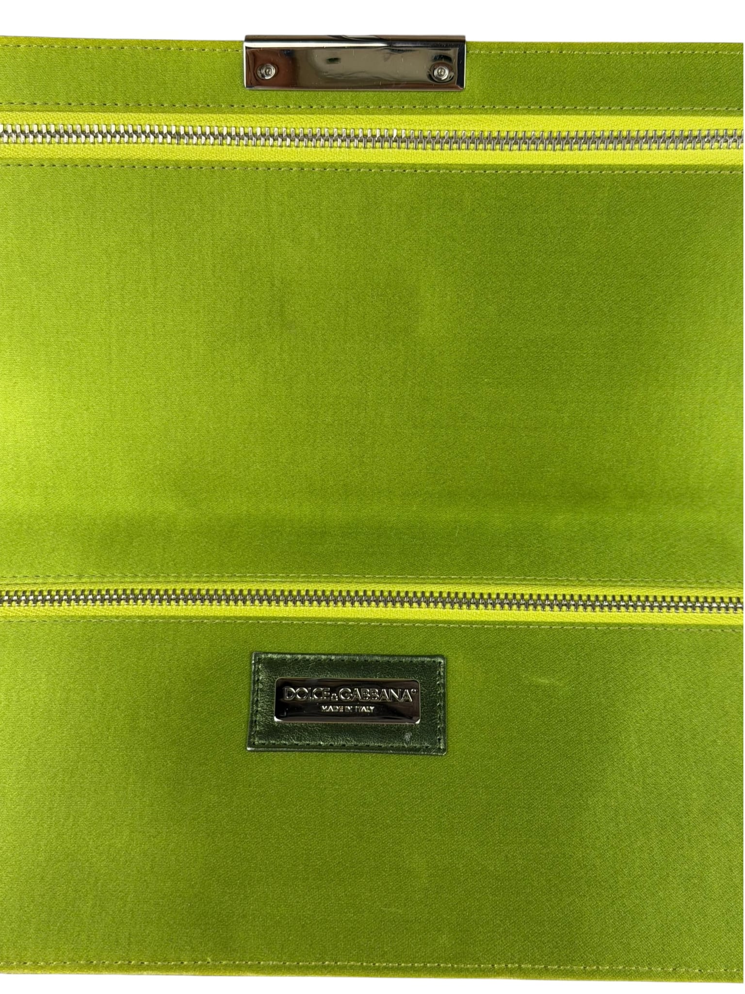 Dolce & Gabbana Lime Green Satin Clutch