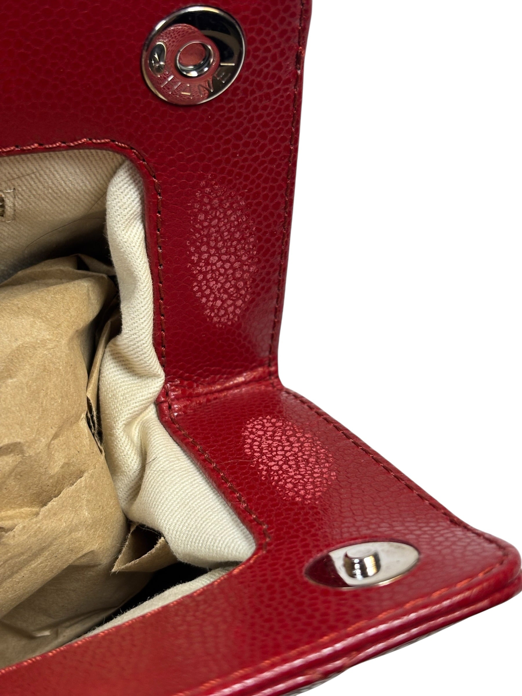 Chanel Red Caviar Quilted Frame Clutch 2012