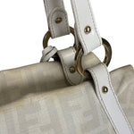 Fendi White Leather PVC Coated Zucca Spalmati Chef Shoulder Bag