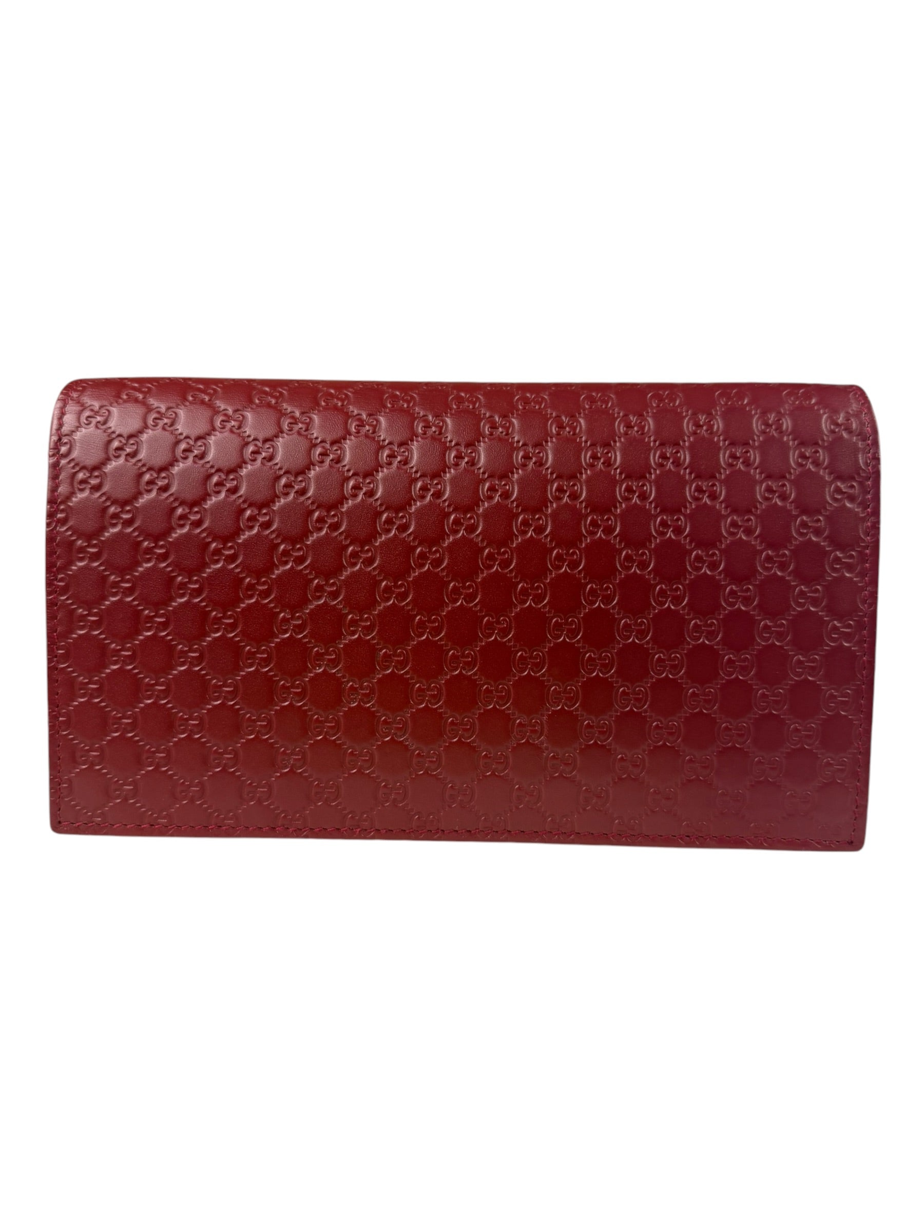 Gucci Red Micro GG Leather Crossbody Wallet