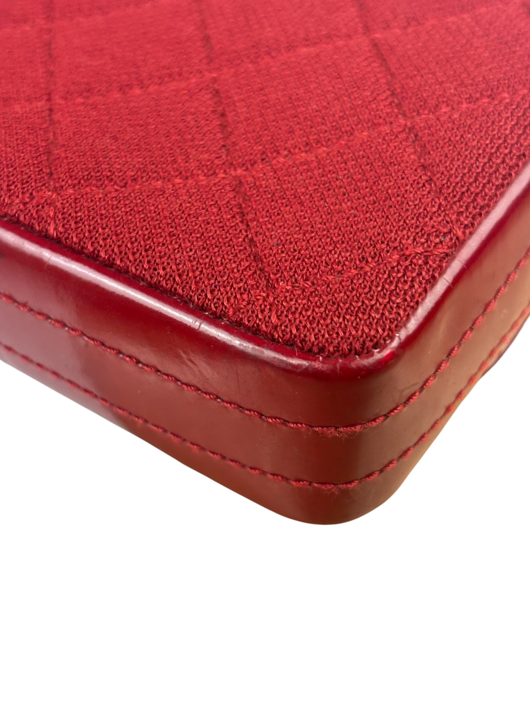Chanel Dark Red East West Chocolate Bar Patent Trim Handbag 2002-03
