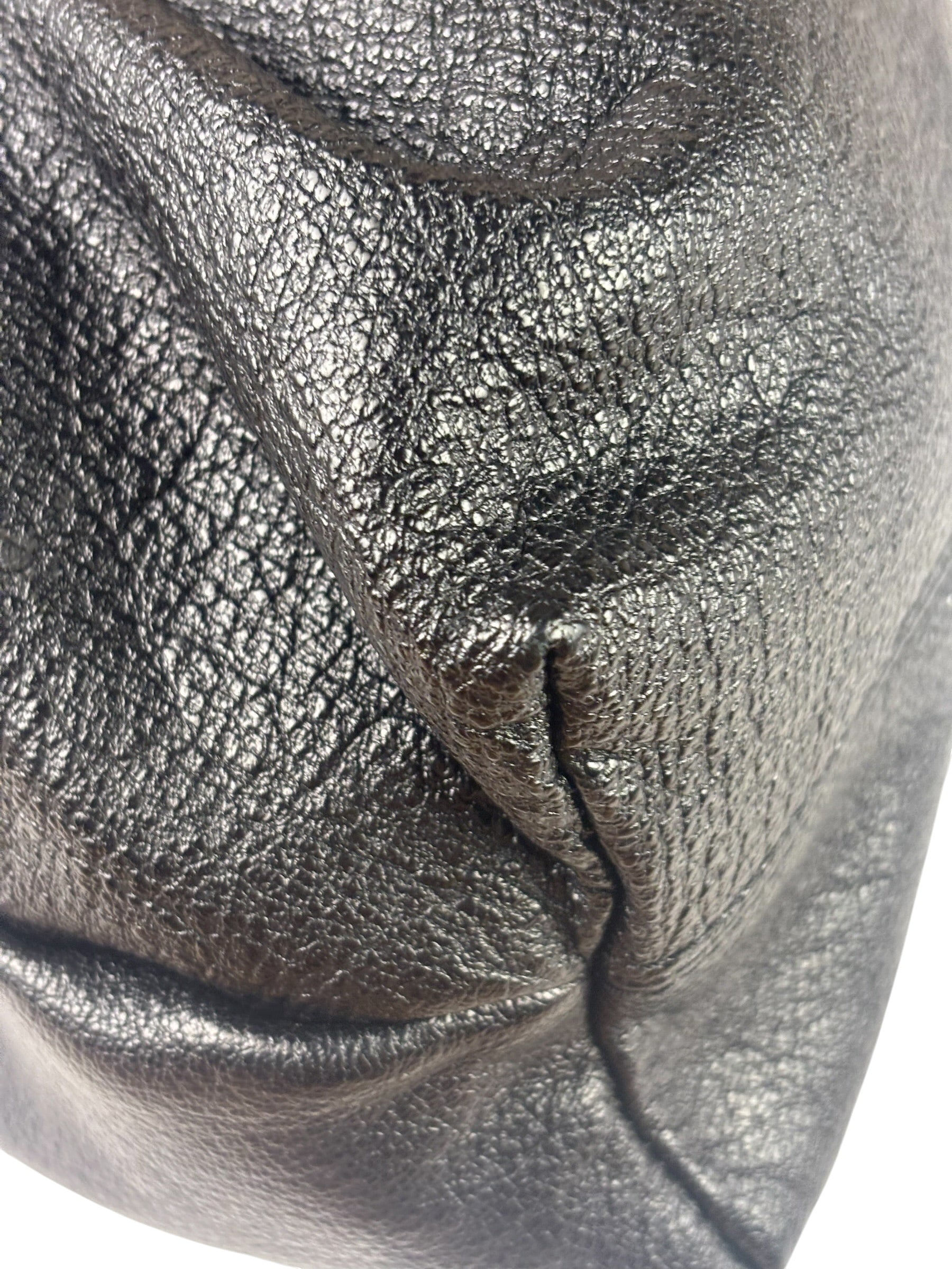 Burberry Black Ruched Leather Curzon Satchel Crossbody Bag