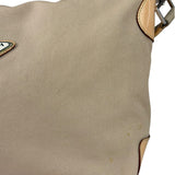 Prada Beige Cloth/Patent Leather Trim Shoulder Bag