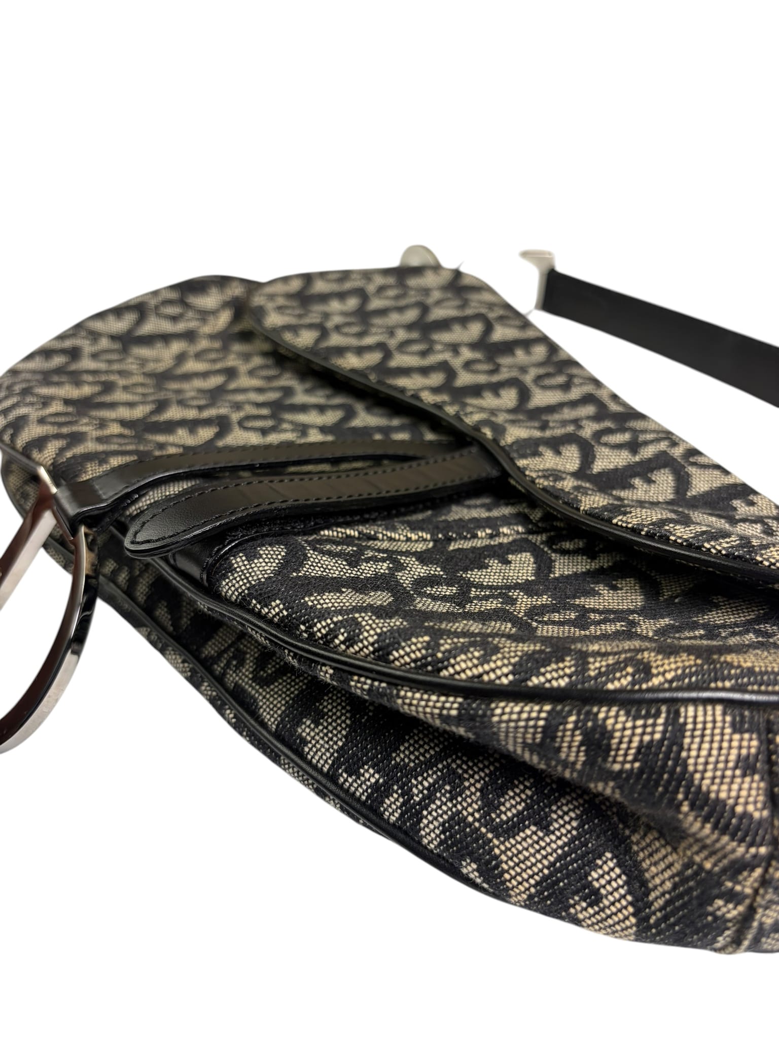 Christian Dior Black Trotter Medium Saddle Shoulder Bag