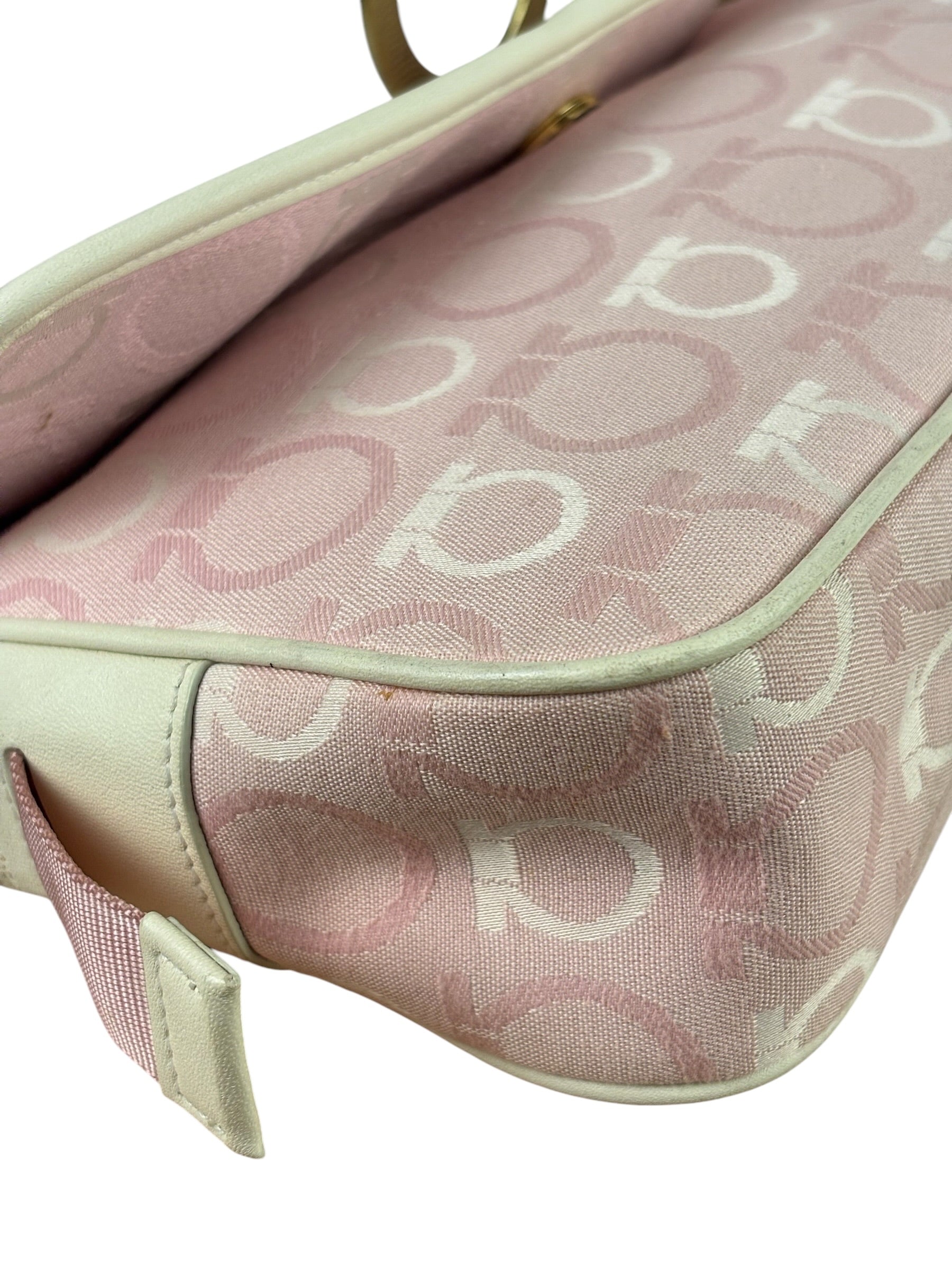 Ferragamo Pink Canvas Gancini Shoulder Bag