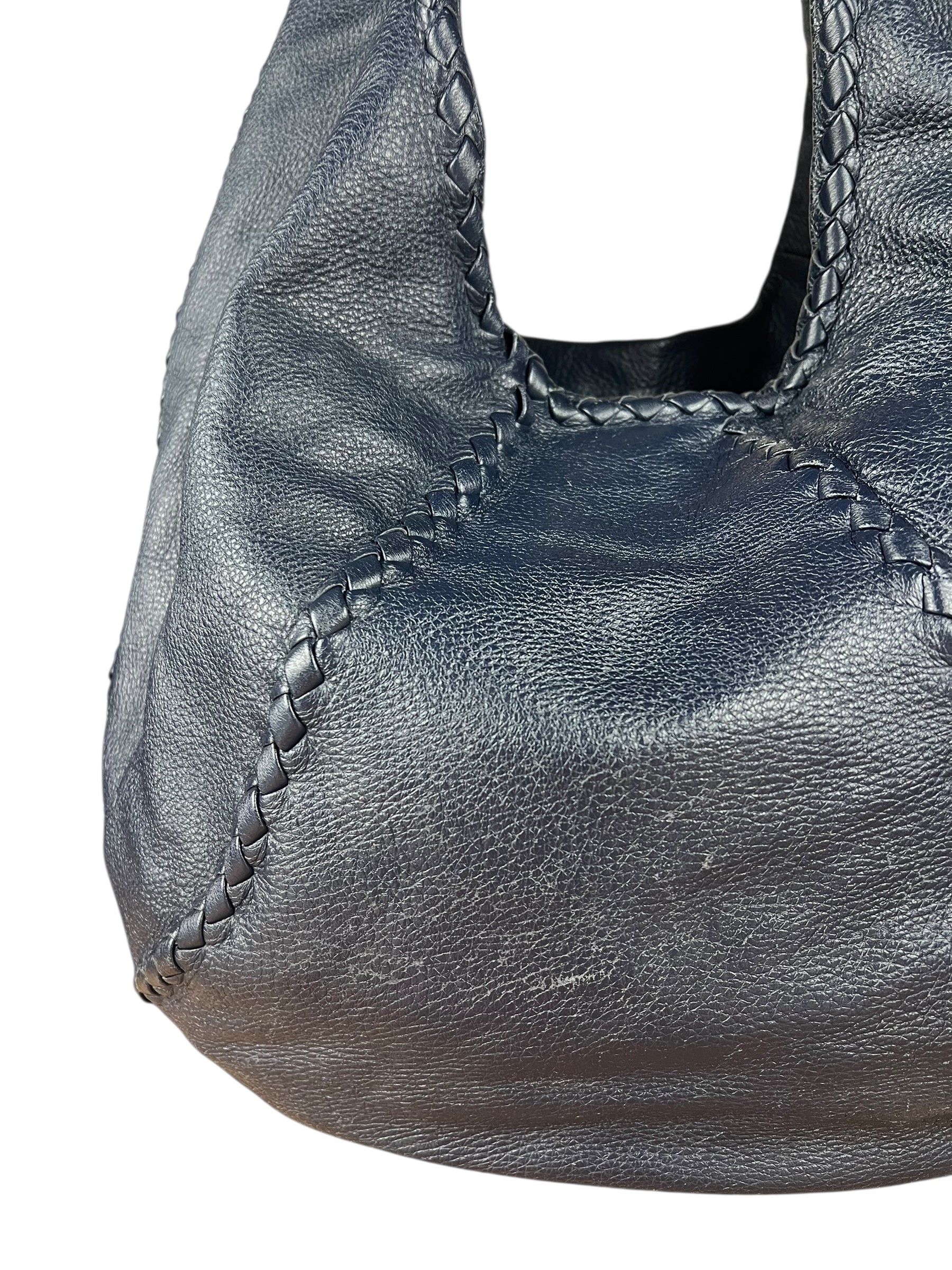 Bottega Veneta Blue Intrecciato Hobo Shoulder Bag