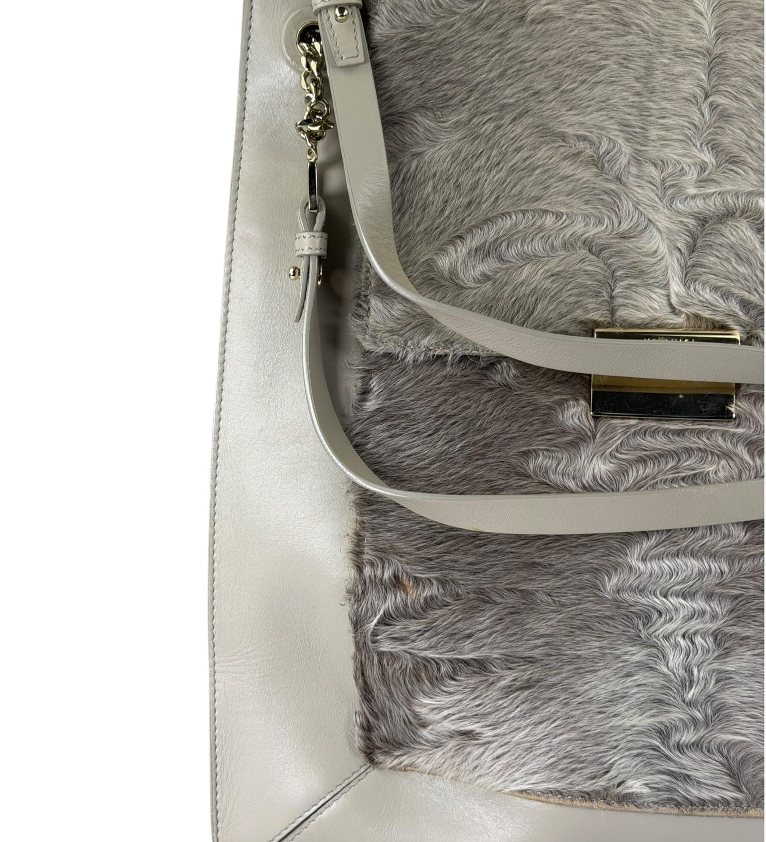 Jasonwu Grey Leather Lamb Fur Flap Tote