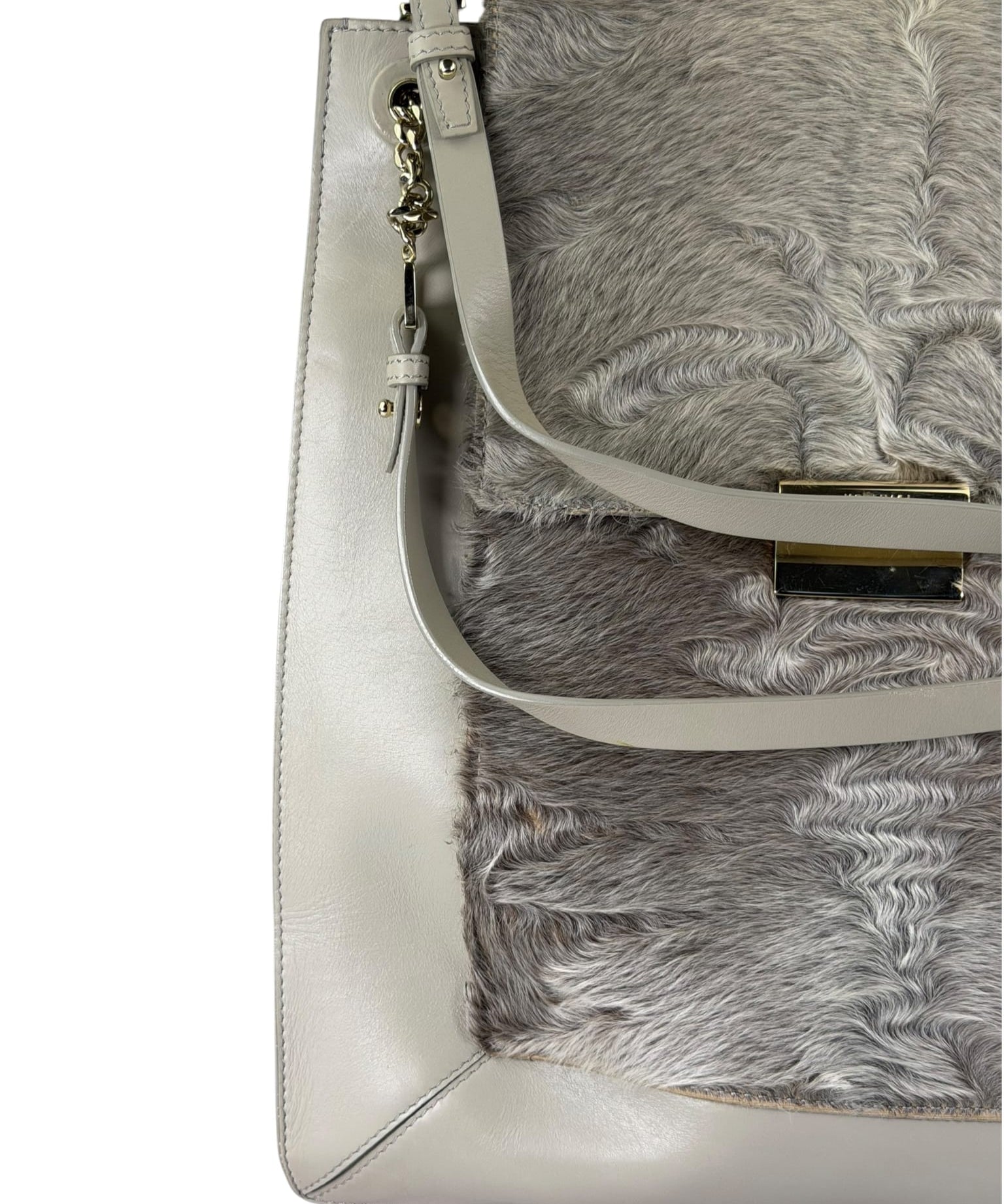 Jasonwu Grey Leather Lamb Fur Flap Tote