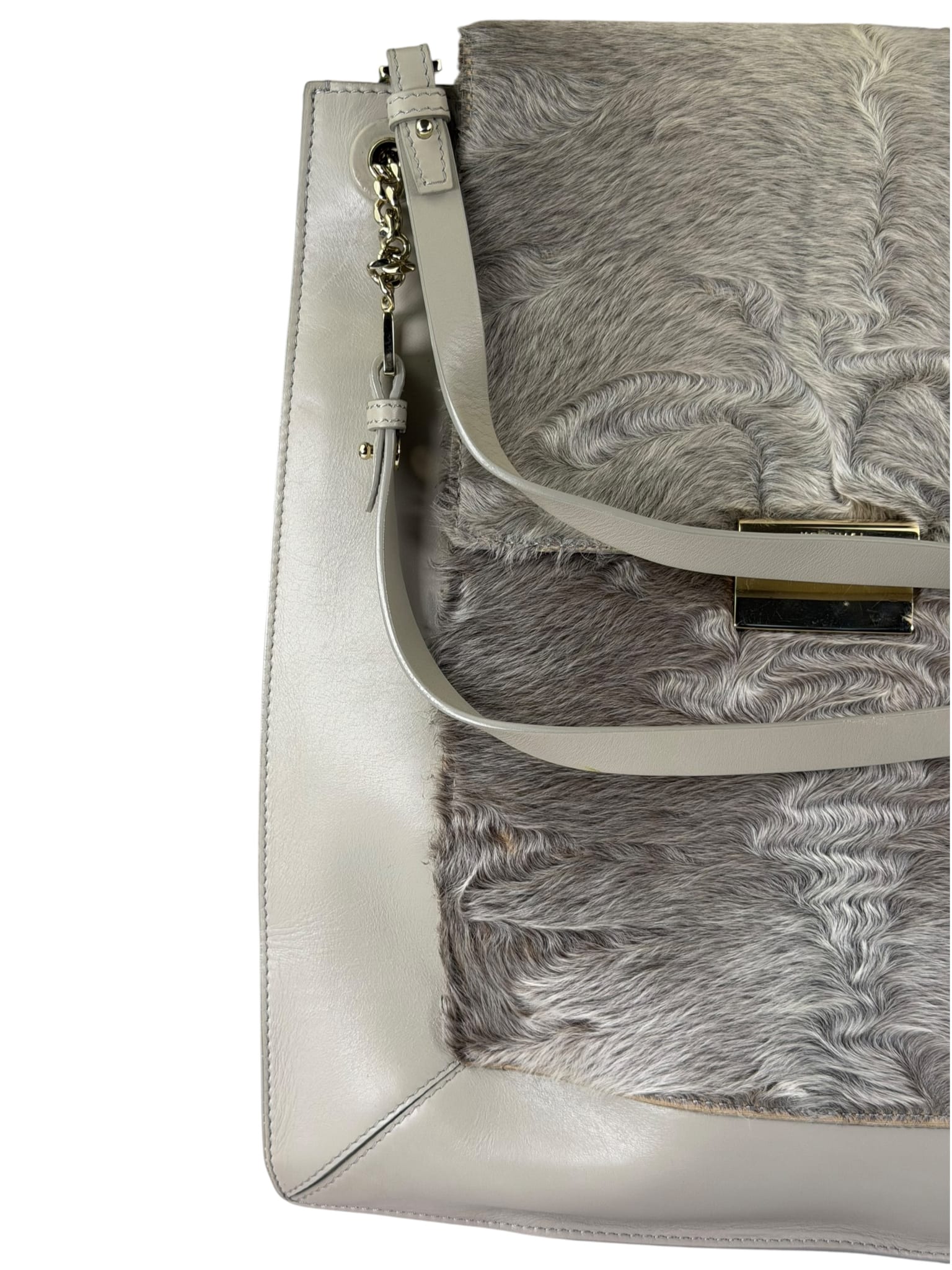 Jasonwu Grey Leather Lamb Fur Flap Tote