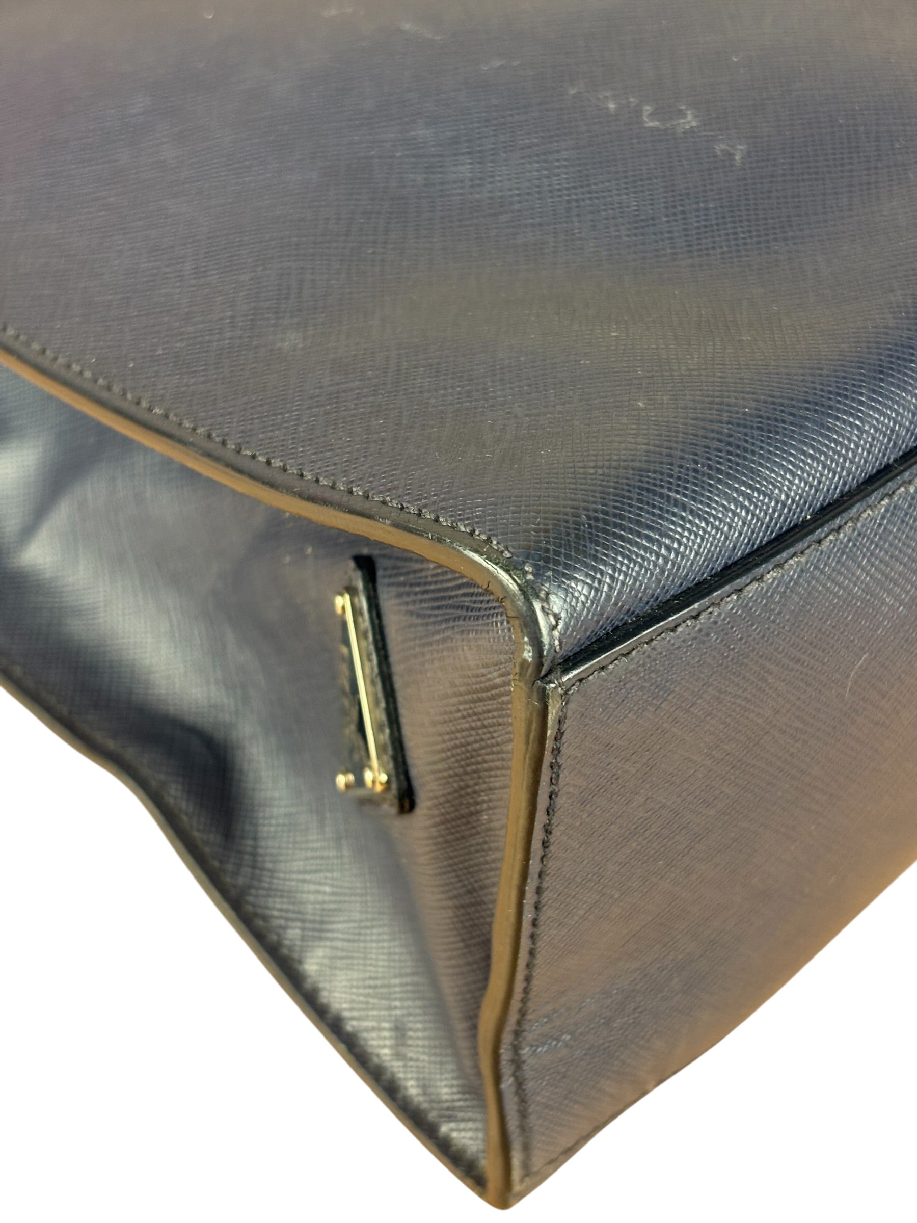 Prada Navy Blue Saffiano Leather Vertical Tote Bag
