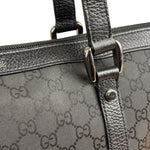 Gucci Black Leather Trim GG Canvas Abbey Zip Tote Bag