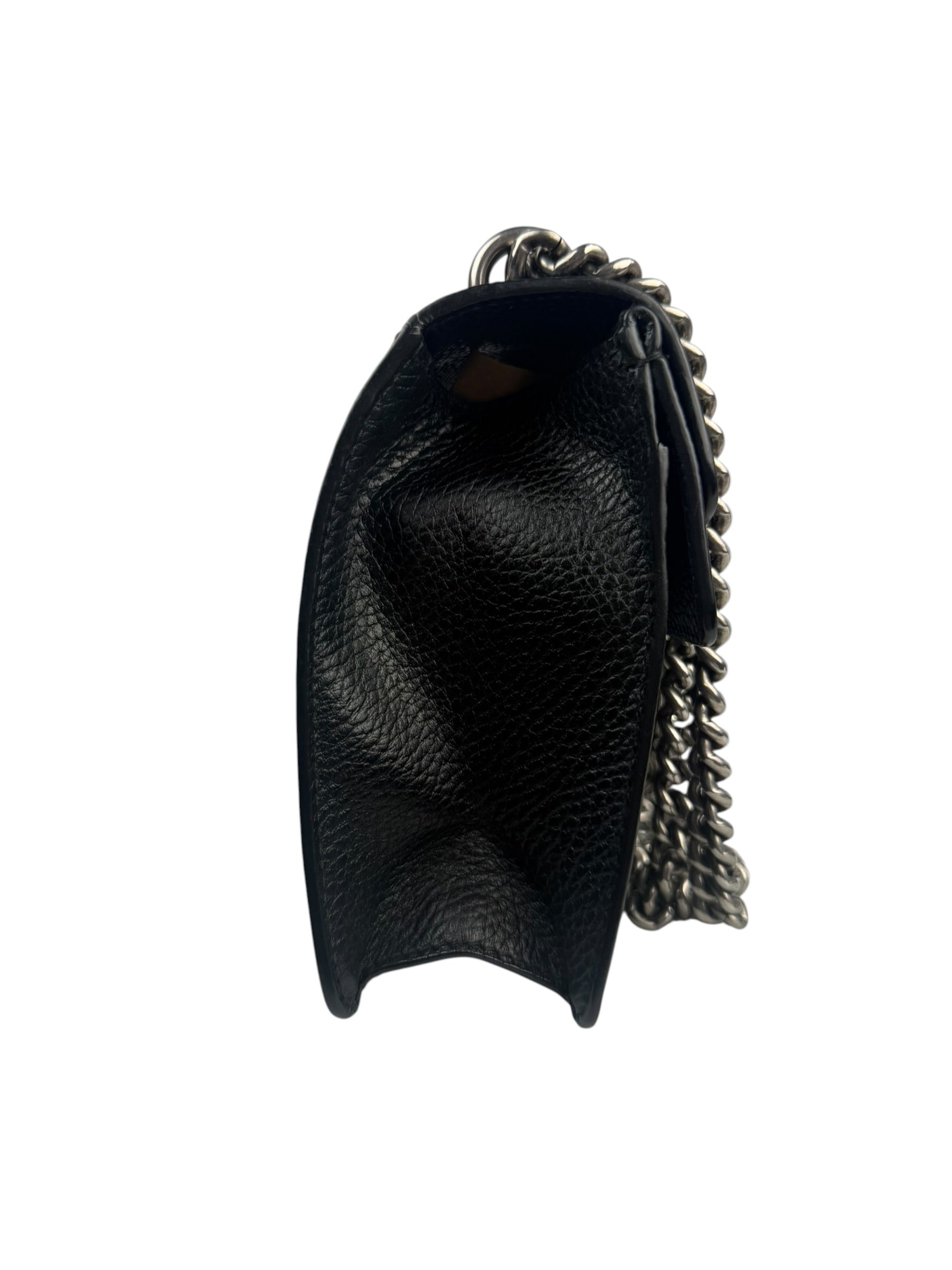 Gucci Black Pebbled Leather Dionysus Small Chain Shoulder Bag