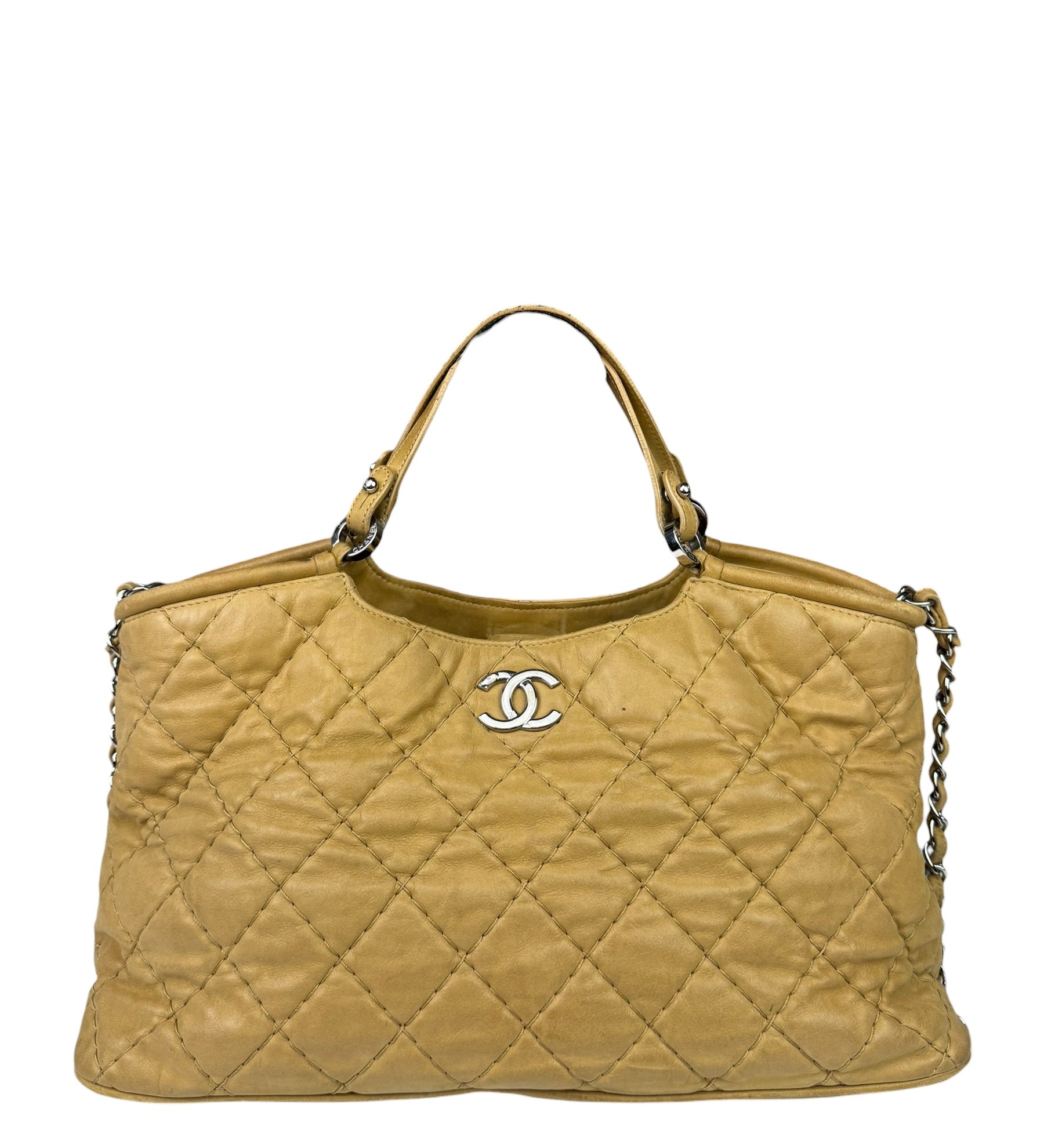 Chanel Beige Iridescent Quilted Leather 2Way Sea Hit Tote 2012