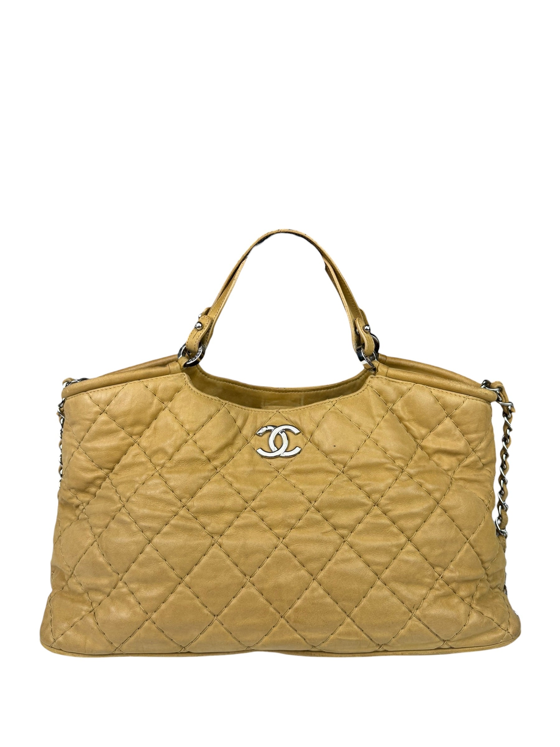 Chanel Beige Iridescent Quilted Leather 2Way Sea Hit Tote 2012