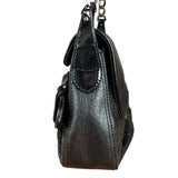 Fendi Black Patent Buckle Leather Shoulder Bag