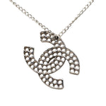Chanel Vintage Silver Coco Mark Punched Chain Necklace