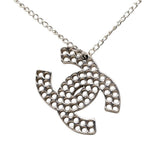 Chanel Vintage Silver Coco Mark Punched Chain Necklace