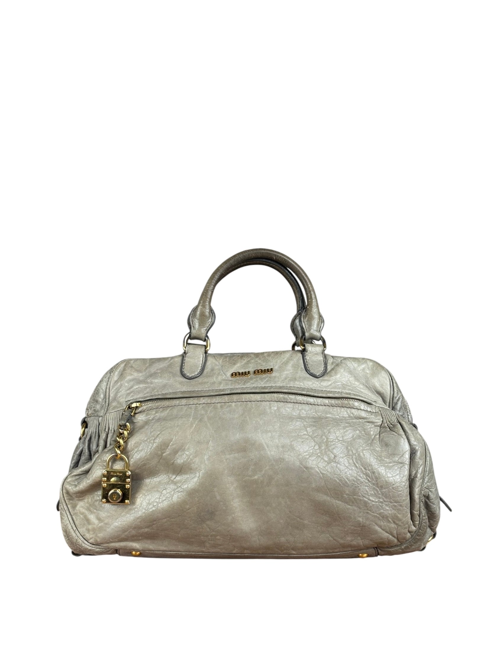 Miu Miu Green Vitello Leather Two-Way Bag