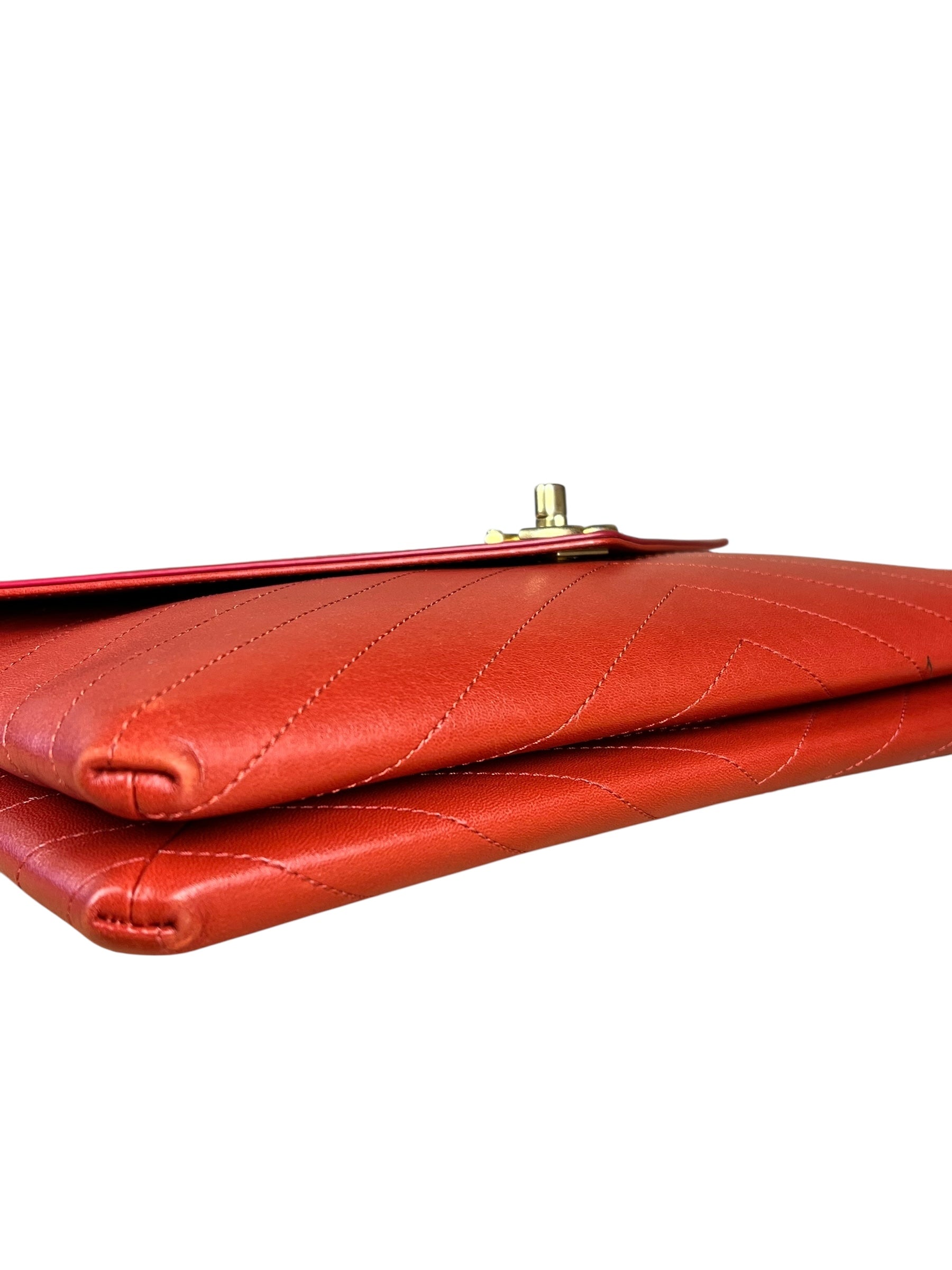 Chanel Chevron Quilted Envelope Clutch