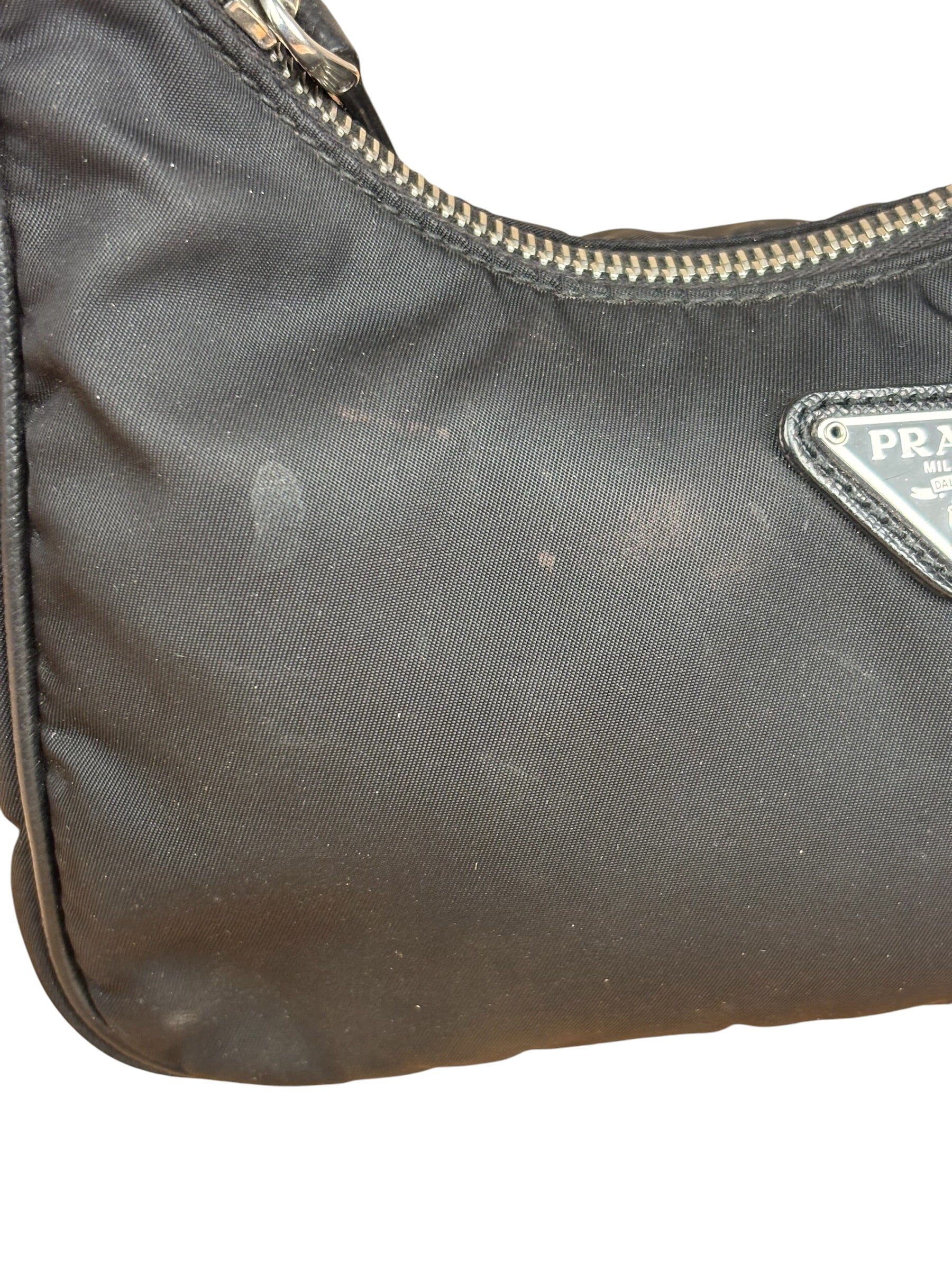 Prada Black Nylon Leather Trim Re-Edition 2005 Two-Way Bag