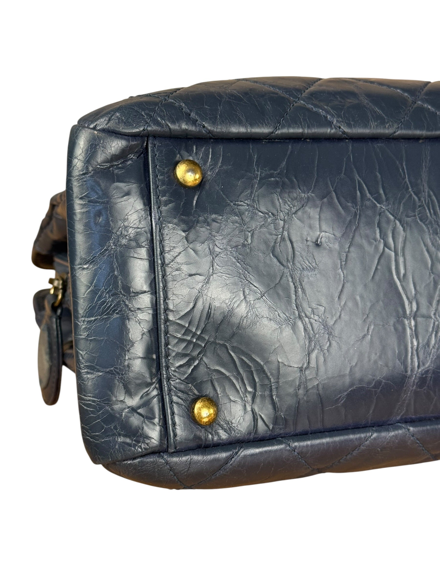 Chanel Blue Aged Quilted 2.55 Leather Chain Tote 2011
