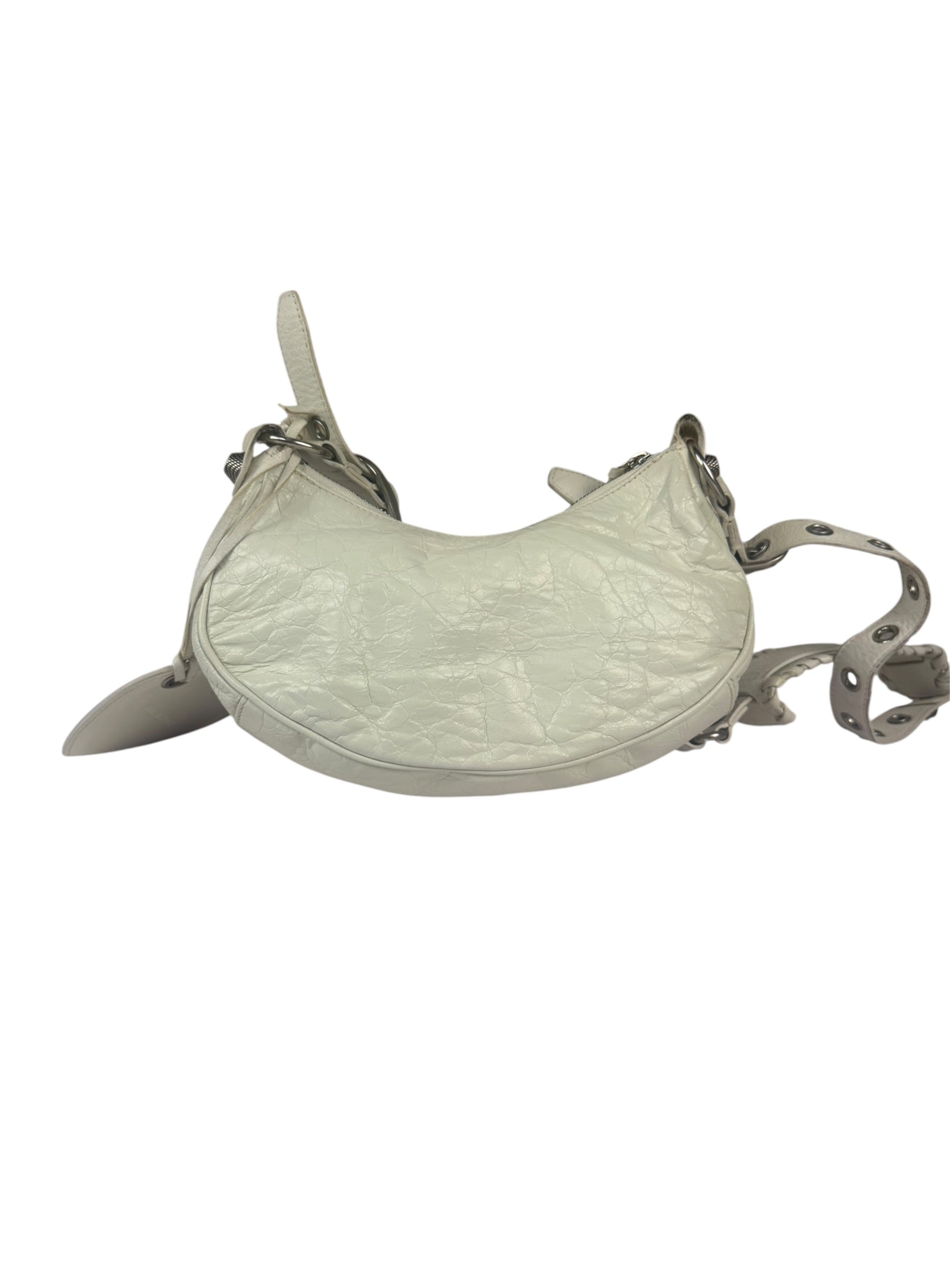 Balenciaga White Lambskin Le Cagole Shoulder Bag