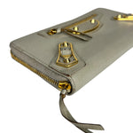 Balenciaga Grey Leather Moto Long Wallet