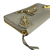 Balenciaga Grey Leather Moto Long Wallet