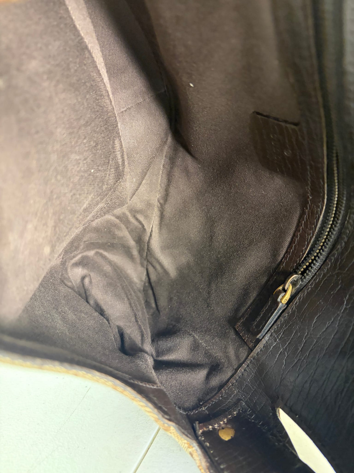 Gucci Brown Leather Trim GG Horsebit Chain Shoulder Bag