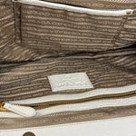 Prada Beige Vitello Trimmed Canapa Bag