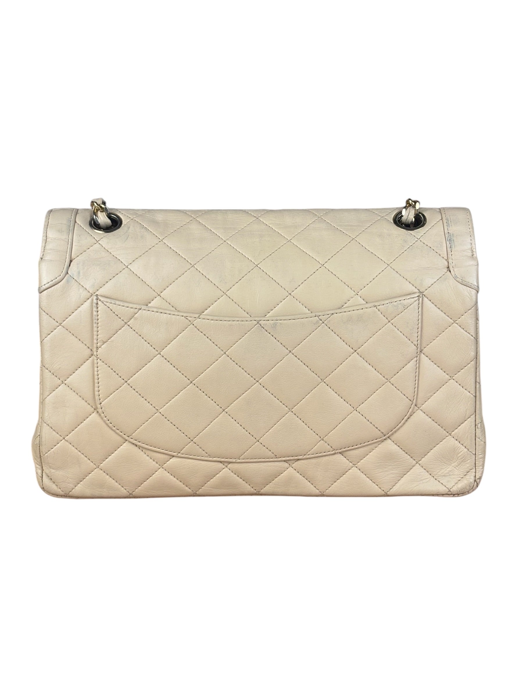 Chanel Beige Quilted CC Vintage Double Flap Bag 90s