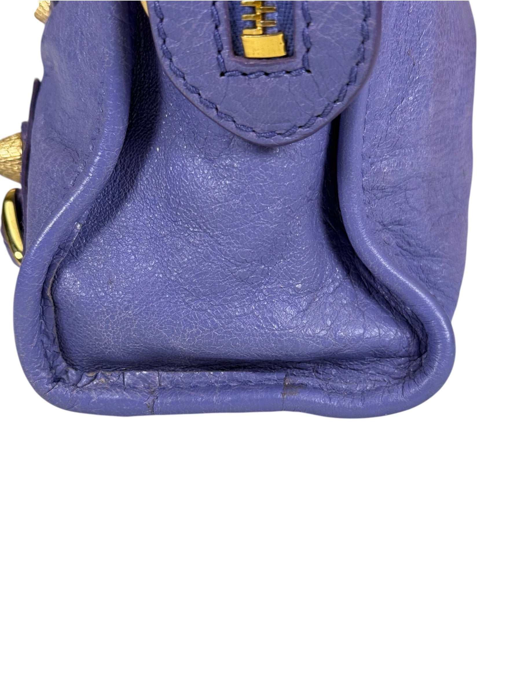 Balenciaga Purple Lambskin Moto City Two-Way Bag