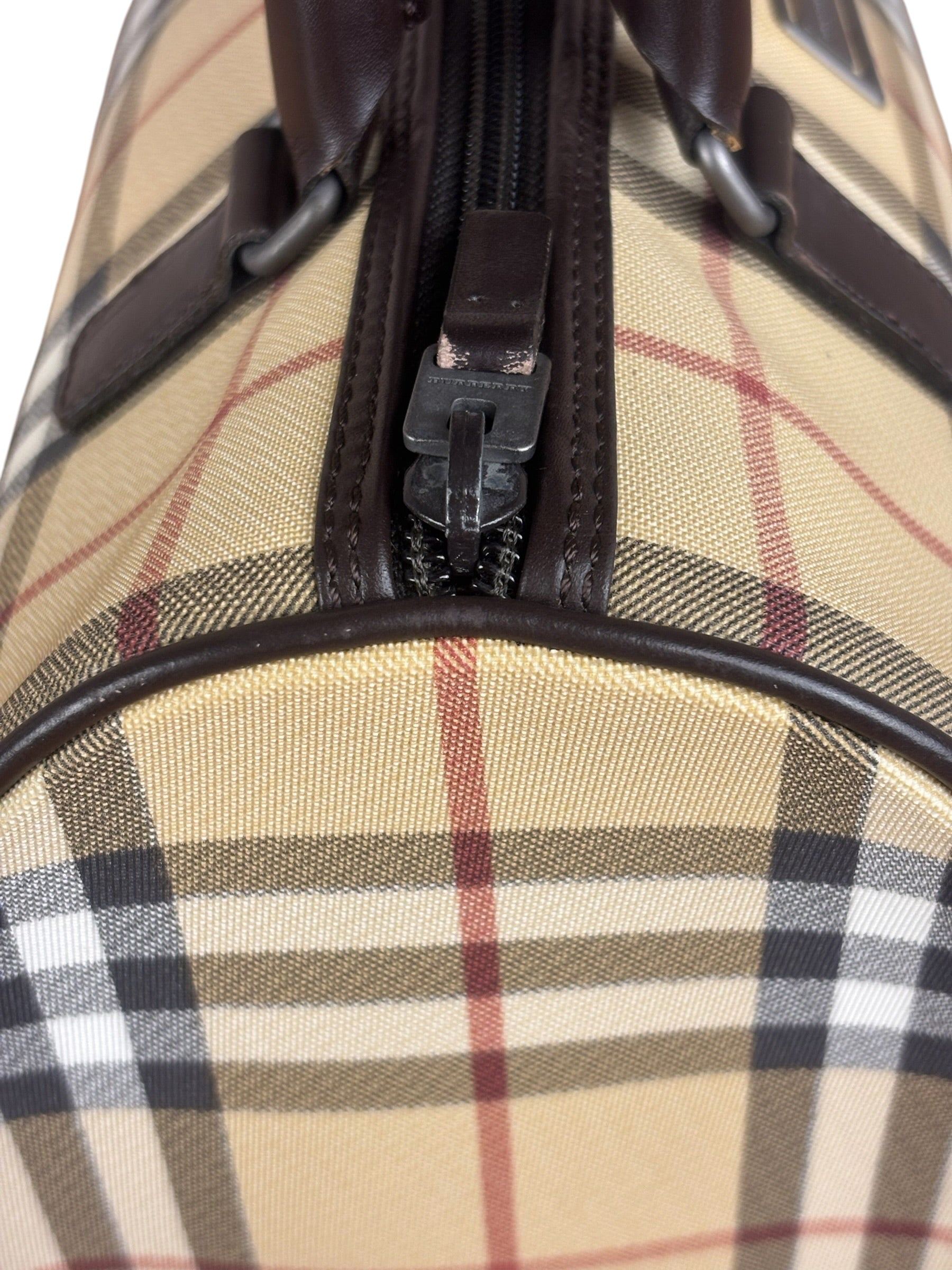 Burberry Leather Trim House Check Small Speedy Handbag