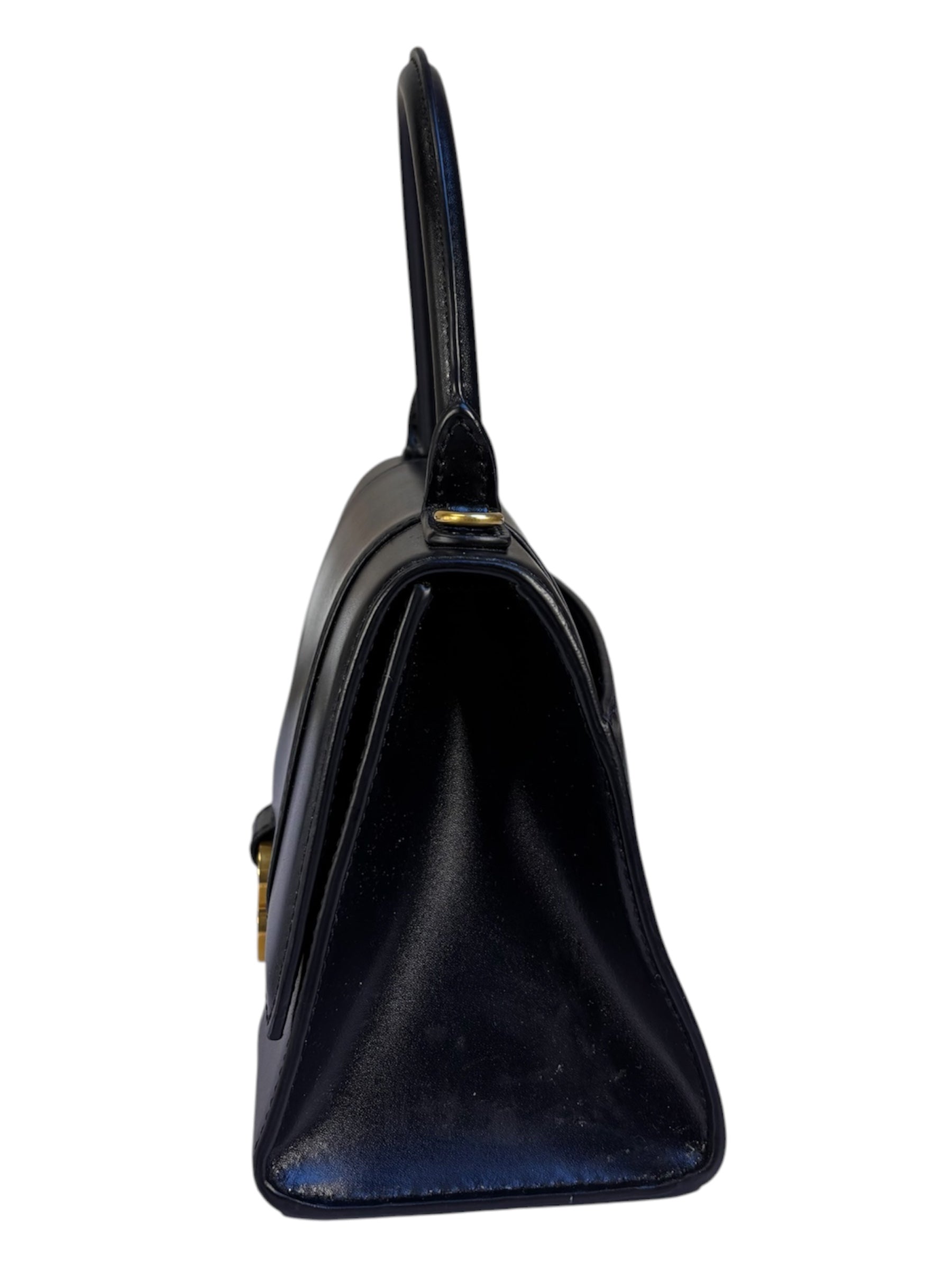 Balenciaga Black Leather Hourglass Handbag
