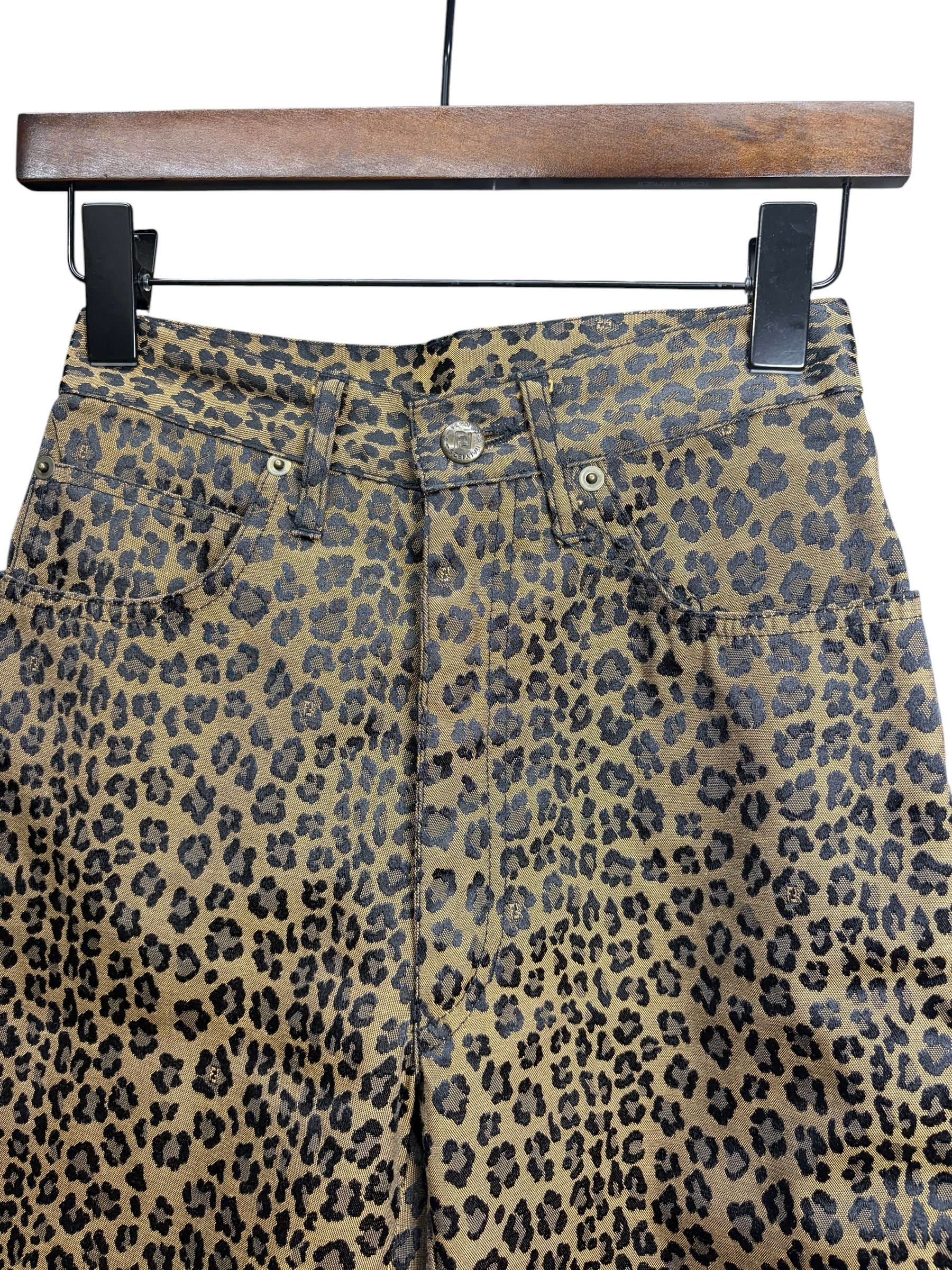 Fendi Vintage Leopard Print Straight Leg Jeans
