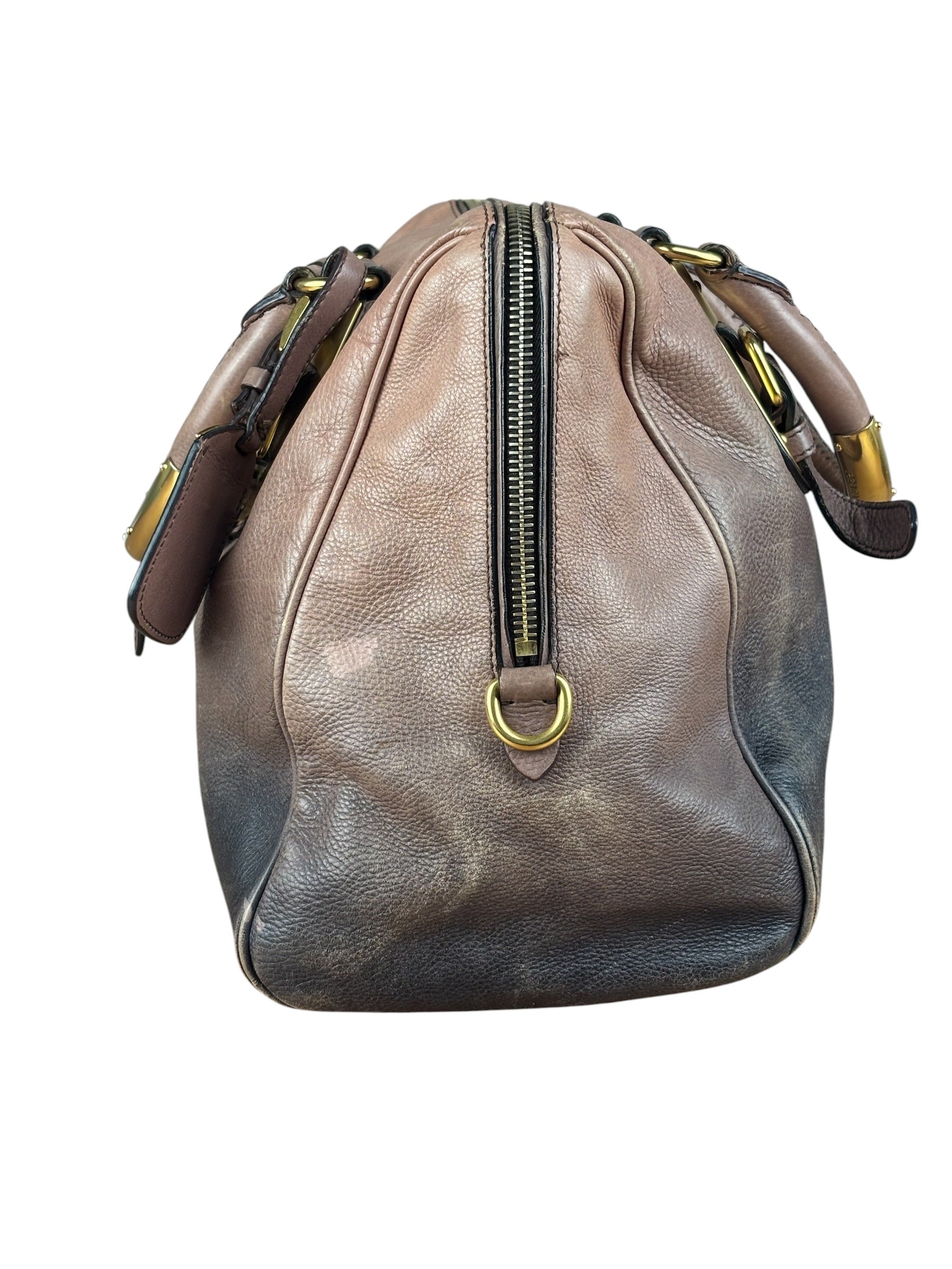 Prada Bicolor Cervo Ombre Leather Top Handle Bag