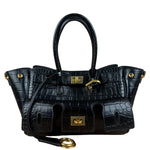 Balenciaga Black Leather Mini Bel Air Carry All Two-Way Bag