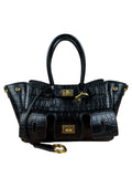 Balenciaga Black Leather Mini Bel Air Carry All Two-Way Bag