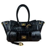 Balenciaga Black Leather Mini Bel Air Carry All Two-Way Bag