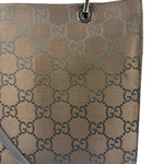 Gucci Brown Nylon Leather Trim Canvas Monogram Bamboo Two-Way Bag