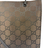 Gucci Brown Nylon Leather Trim Canvas Monogram Bamboo Two-Way Bag