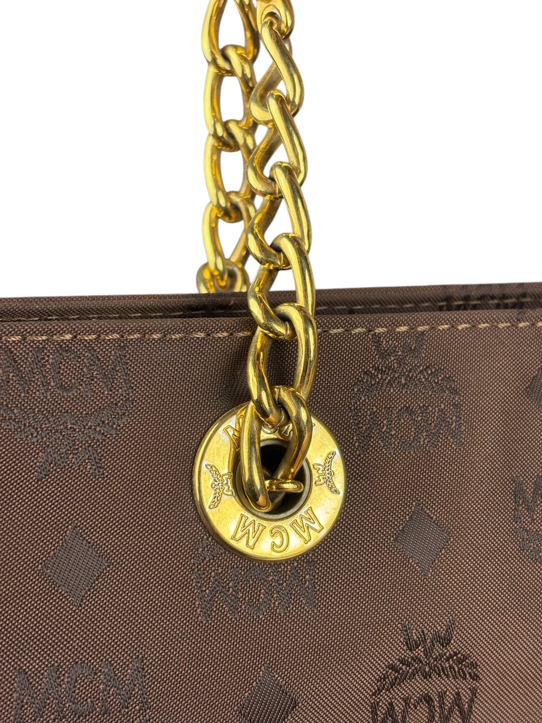 MCM Brown Nylon/Leather Visetos Monogram Shoulder/Tote Bag