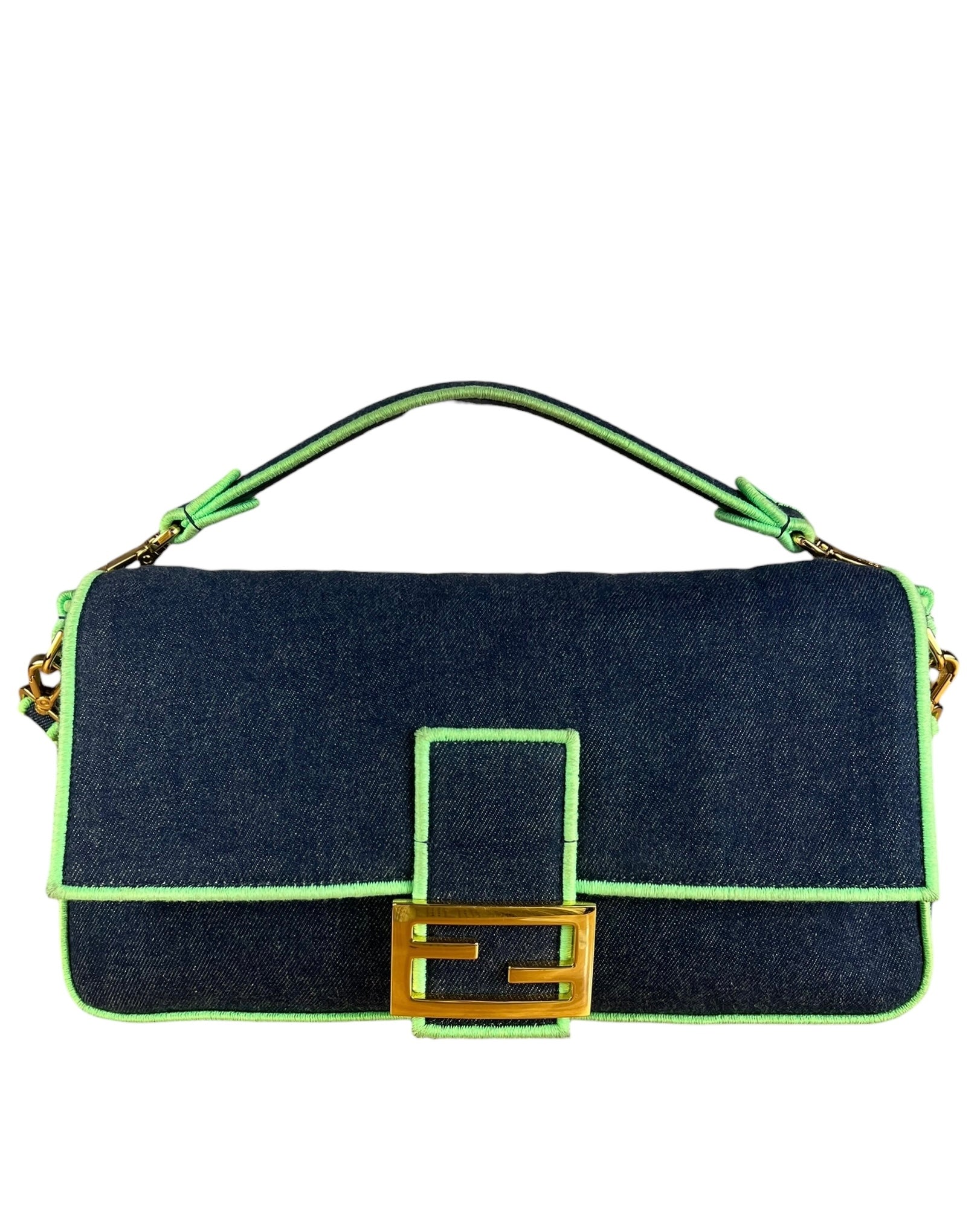 Fendi Denim Baguette NM 2Way Handbag