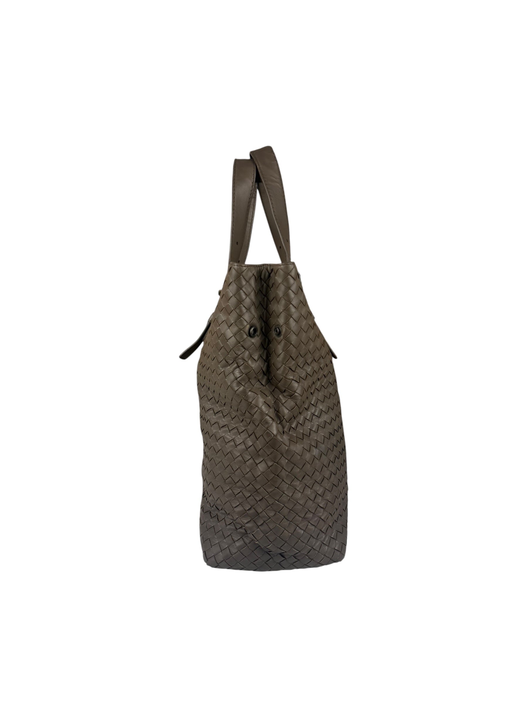 Bottega Veneta Gray Nappa Leather Intrecciato Tote Bag